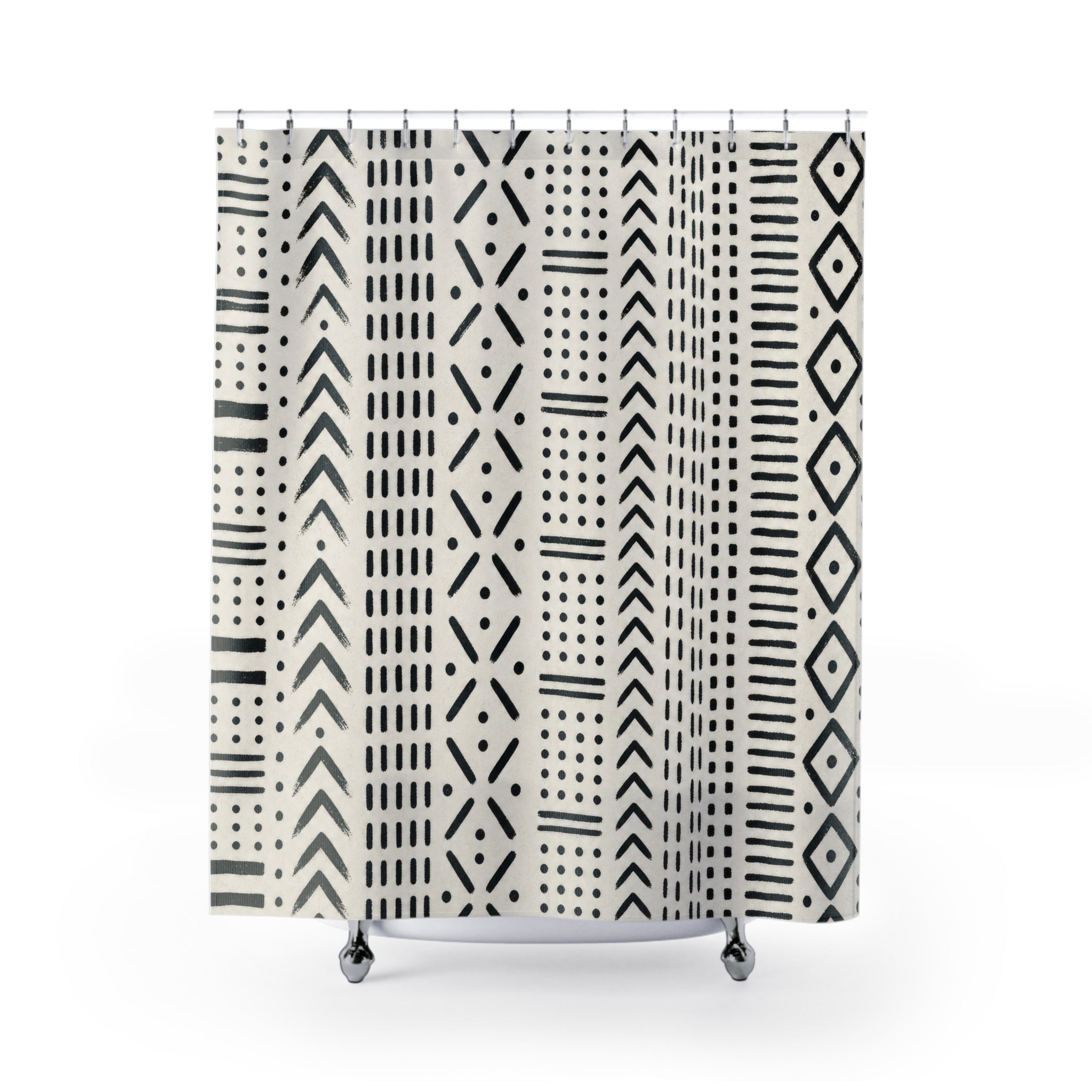 Black White Boho Shower Curtain