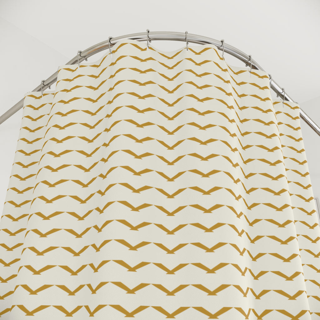 Yellow and White Chevron Shower Curtain