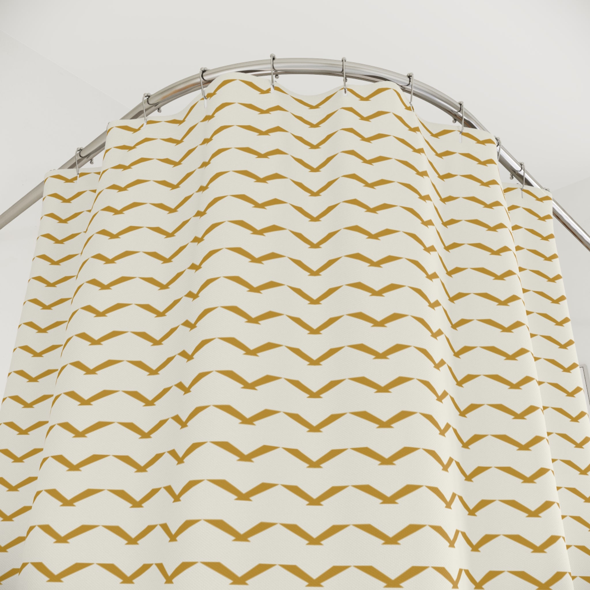 Yellow and White Chevron Shower Curtain