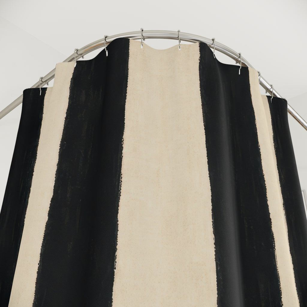 Ivory White Cabana Stripe Shower Curtain
