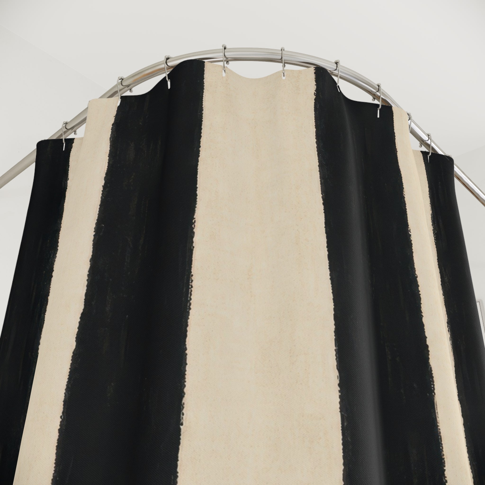 Ivory White Cabana Stripe Shower Curtain