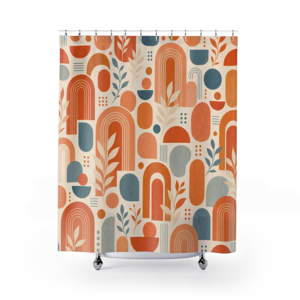 Orange Mid Century Shower Curtain