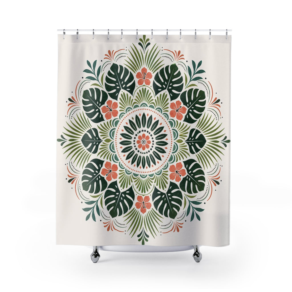Tropical Leaf Medallion Shower Curtain