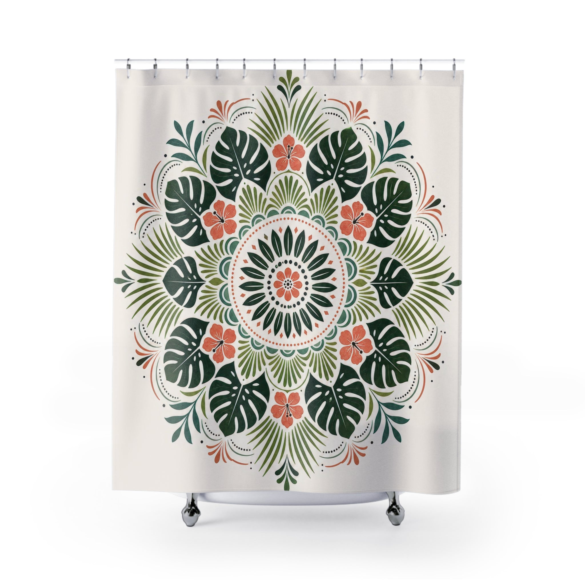 Tropical Leaf Medallion Shower Curtain