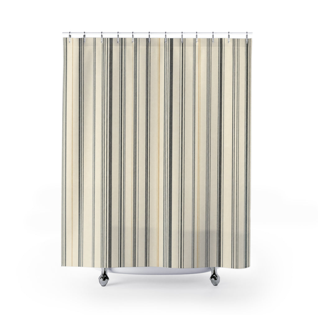 Gray Beige Fine Pinstripe Shower Curtain
