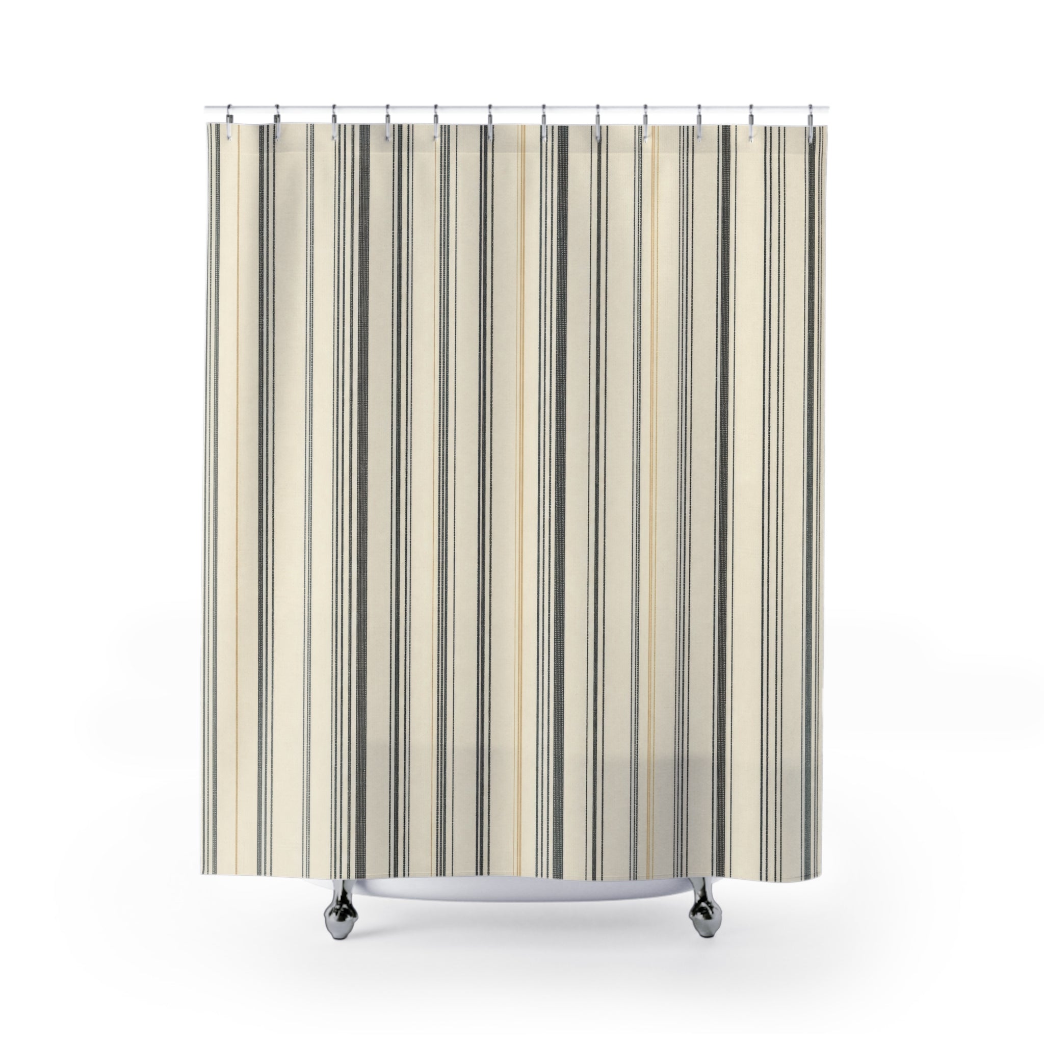 Gray Beige Fine Pinstripe Shower Curtain