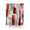 Red Gray Watercolor Abstract Shower Curtain
