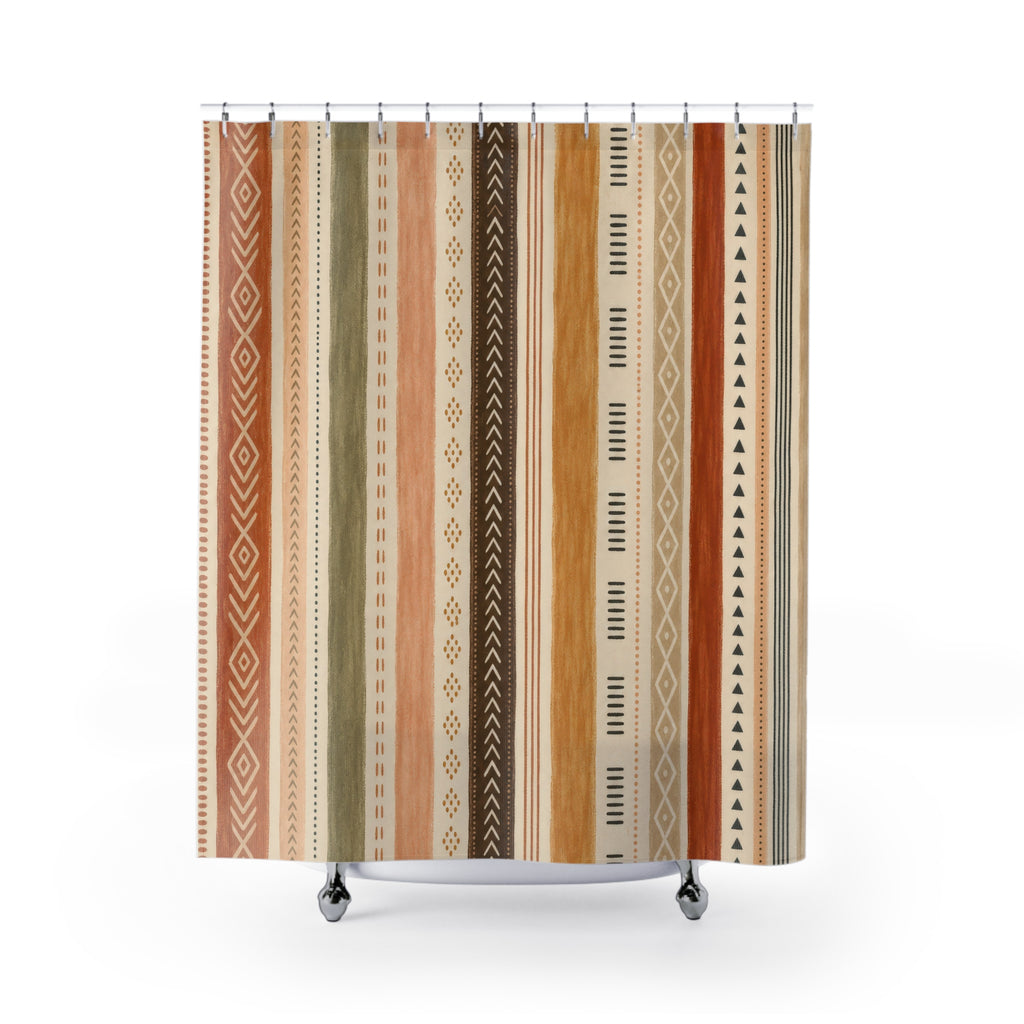 Terracotta Tan Diamond Stripe Shower Curtain