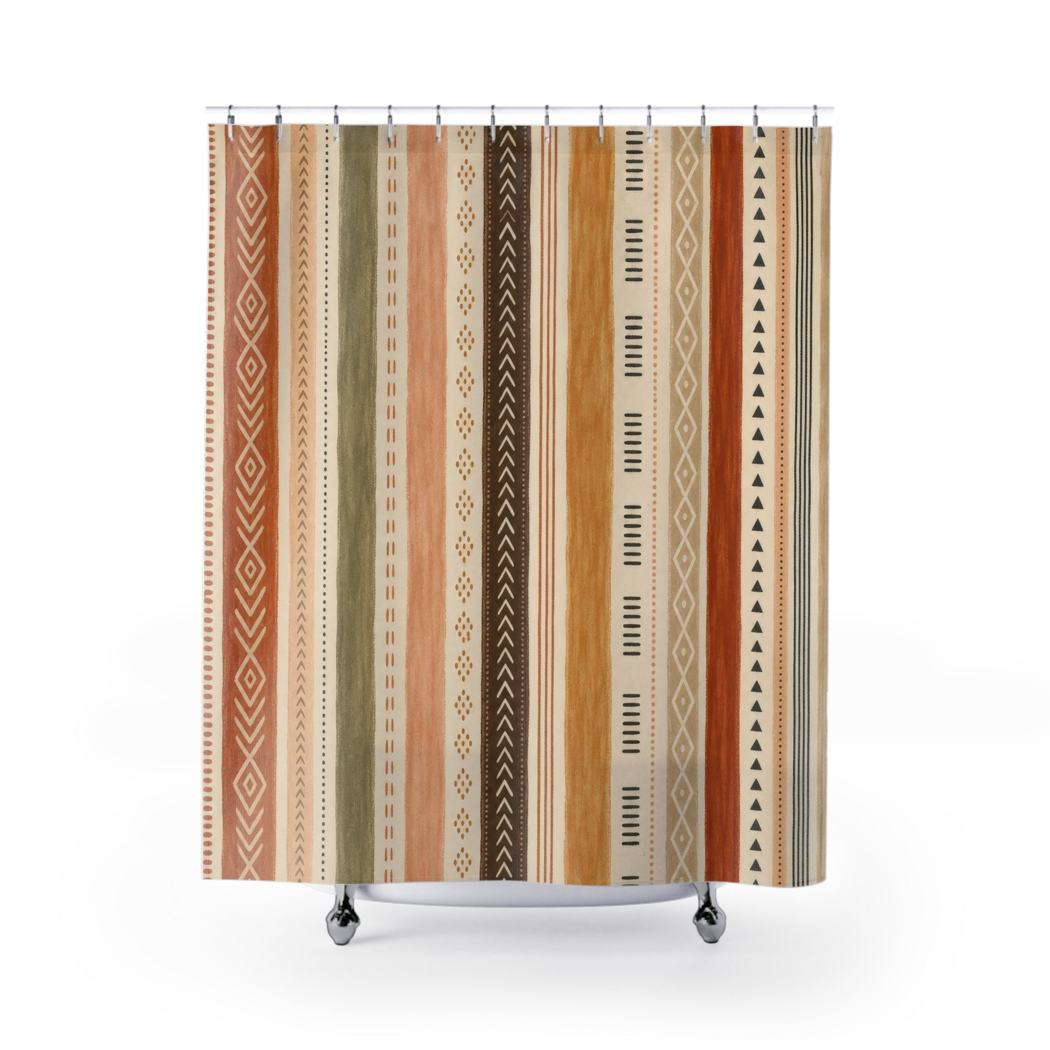 Terracotta Tan Diamond Stripe Shower Curtain