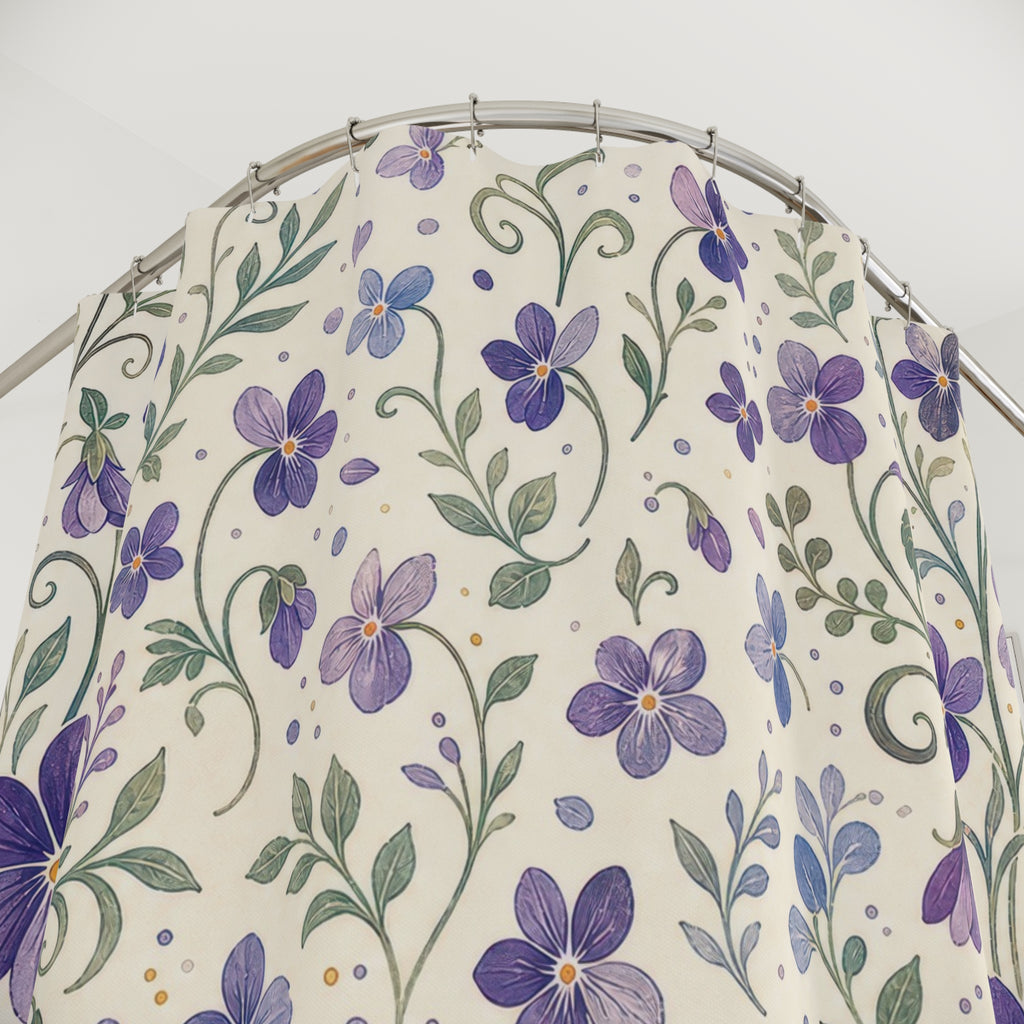 Purple Violet Flower Botanical Shower Curtain