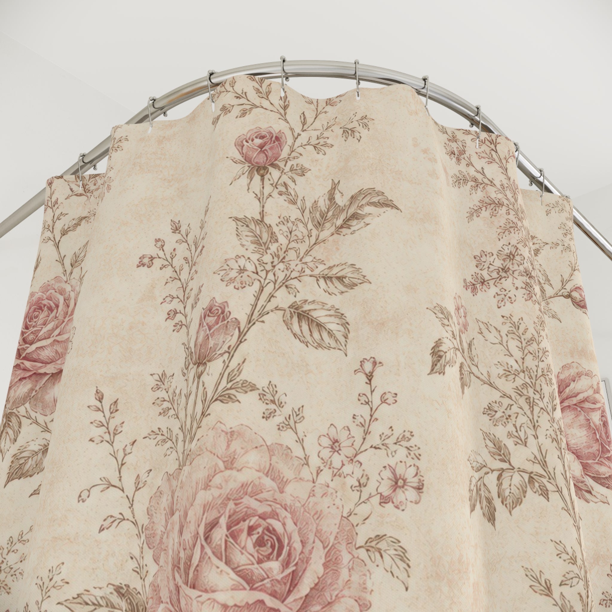 Pale Pink Rose Botanical Shower Curtain