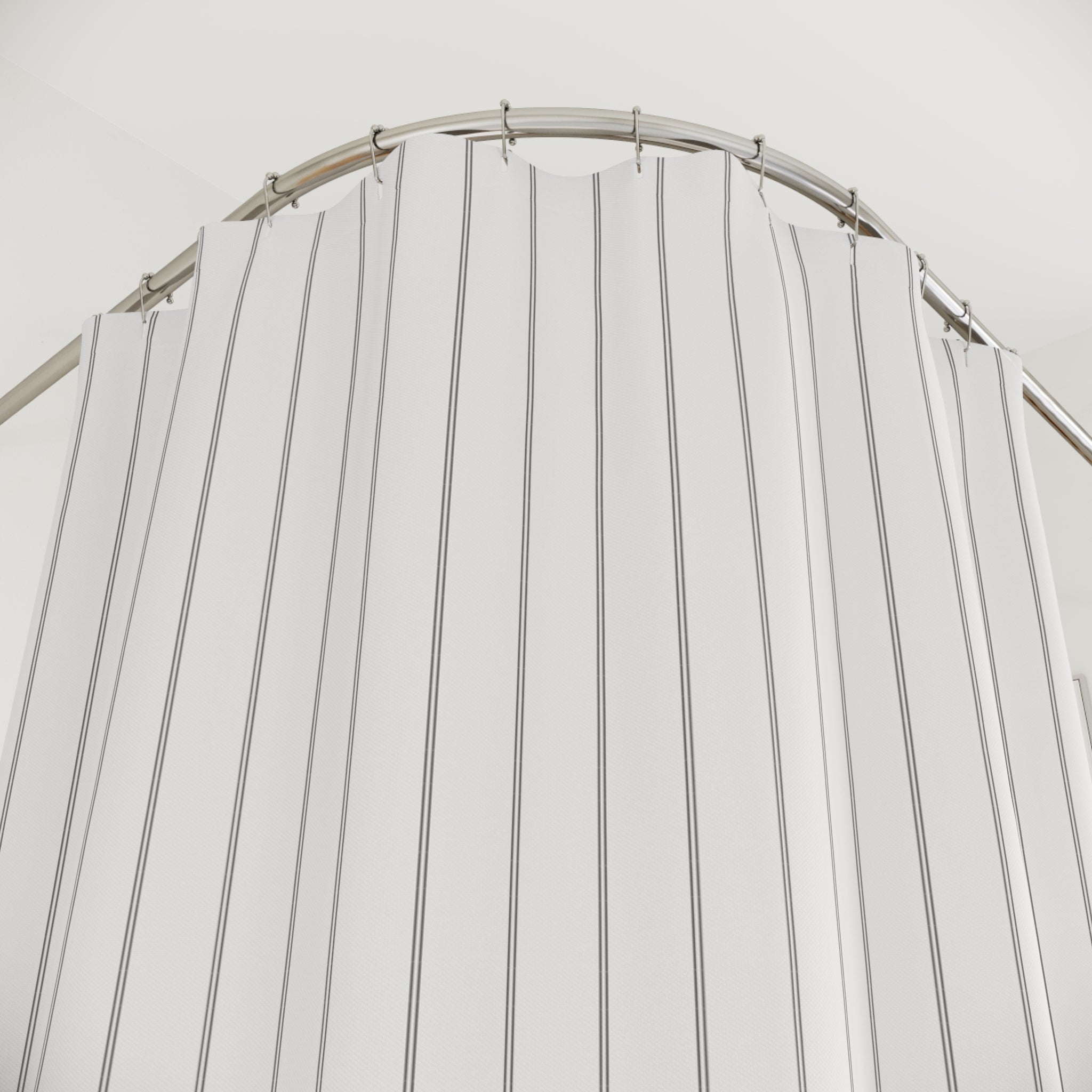 Grey and White Double Pinstripe Shower Curtain