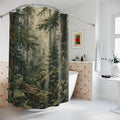 Forest Shower Curtain: Dark Green Woodland Landscape