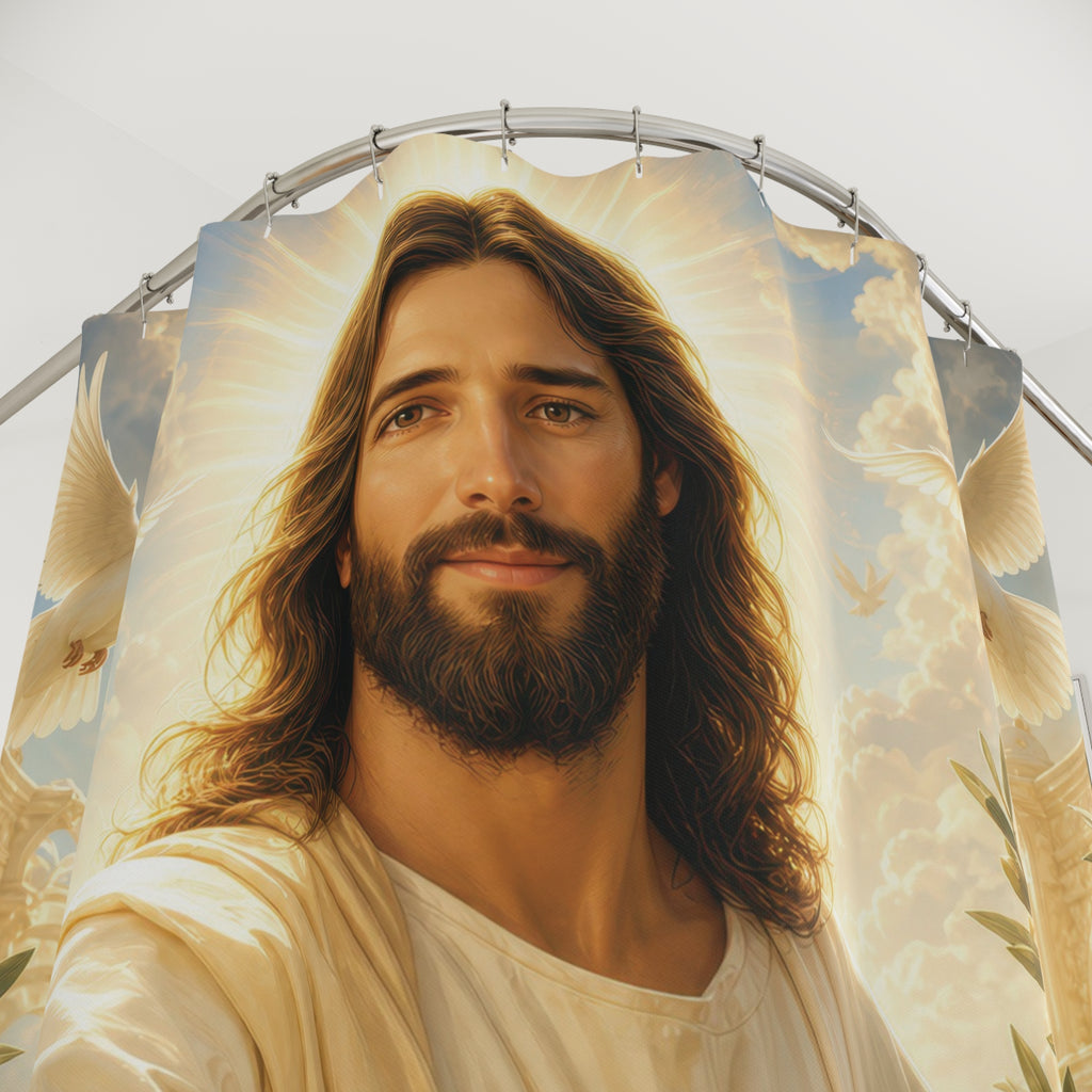 Jesus Shower Curtain: Dove Lily Religious