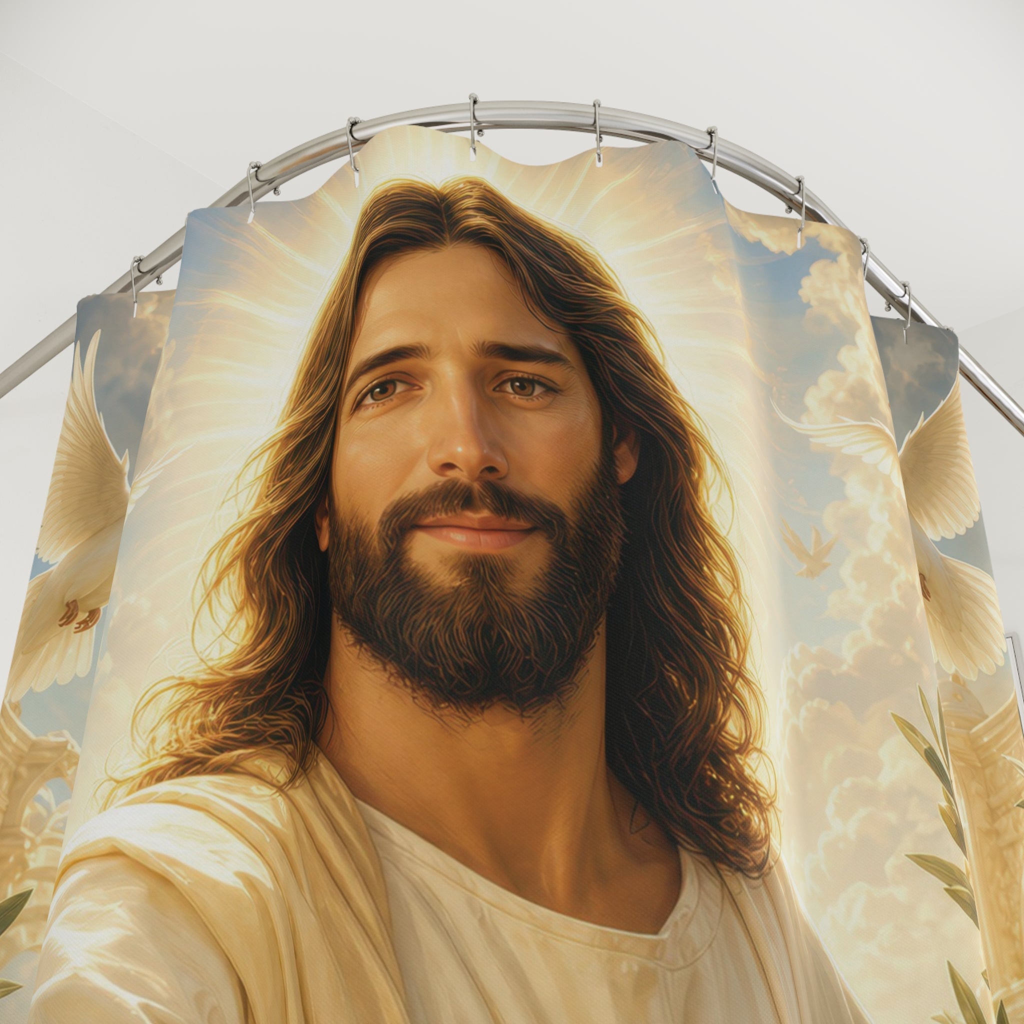 Jesus Shower Curtain: Dove Lily Religious