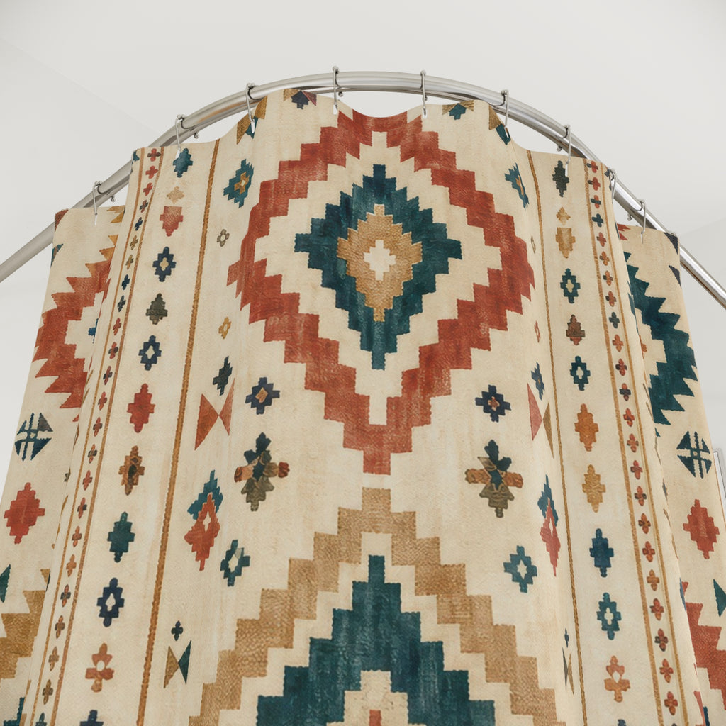 Southwestern Boho Geometric Shower Curtain