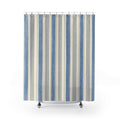 Faded Blue Ivory Ticking Stripe Shower Curtain