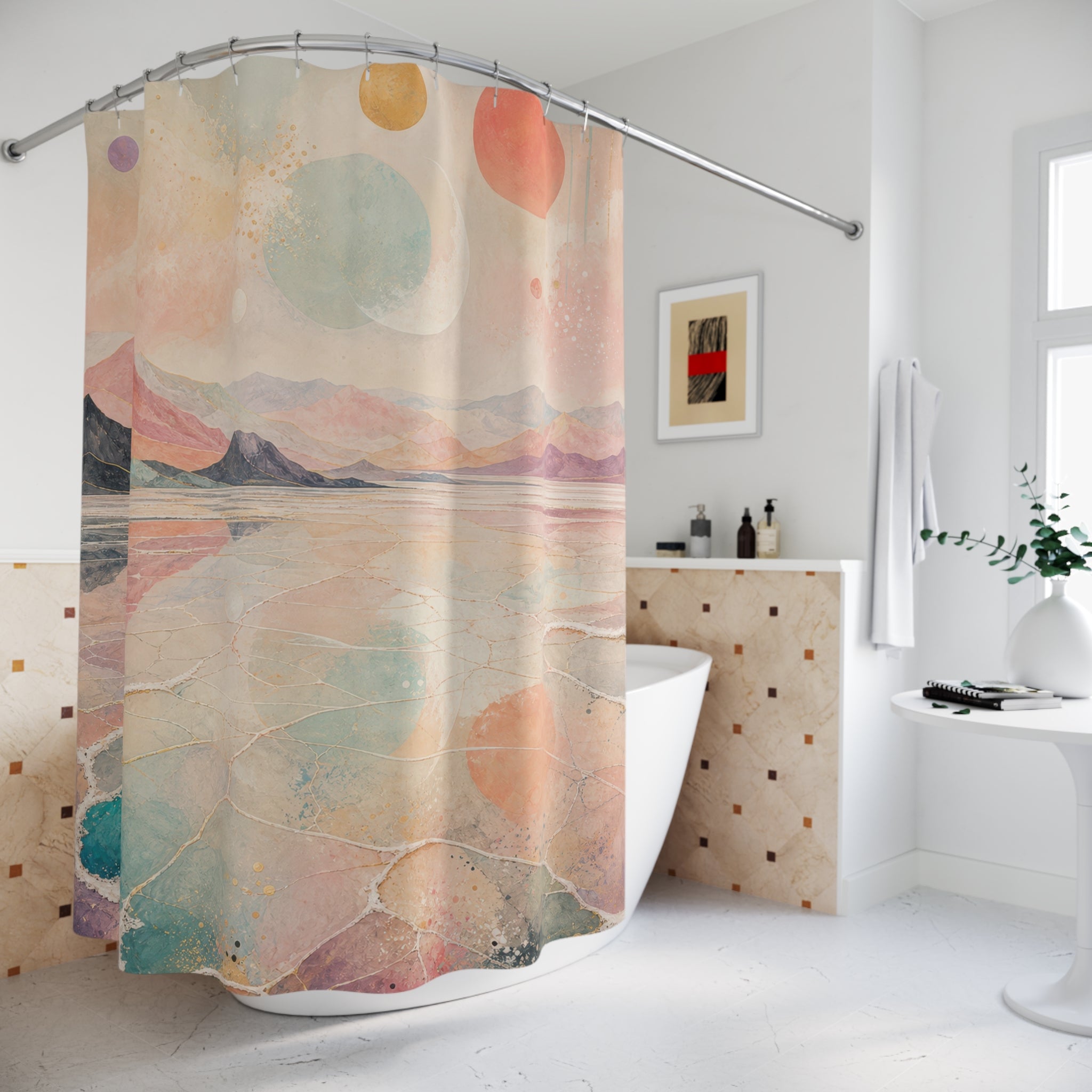 Pastel Salt Flats Mirage Shower Curtain