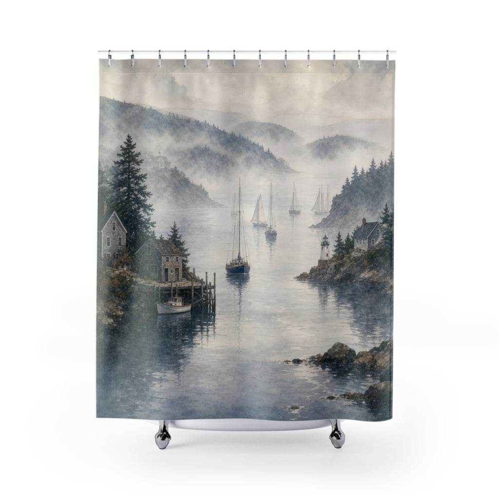Misty Harbor Coastal Shower Curtain