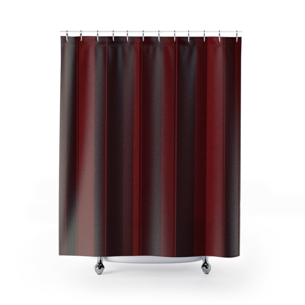 Moody Red Stripe Shower Curtain, Deep Red Classic Bathroom Decor, Modern Stripe Bath Curtain, Guest Bath Decor, Small Bathroom Decor