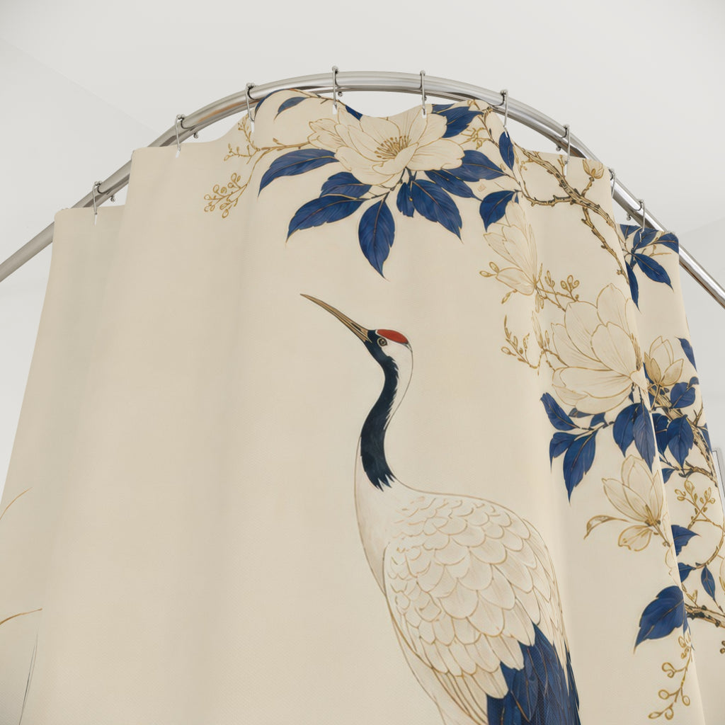 Sapphire Crane Garden Shower Curtain