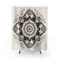 Black Green Gold Medallion Shower Curtain
