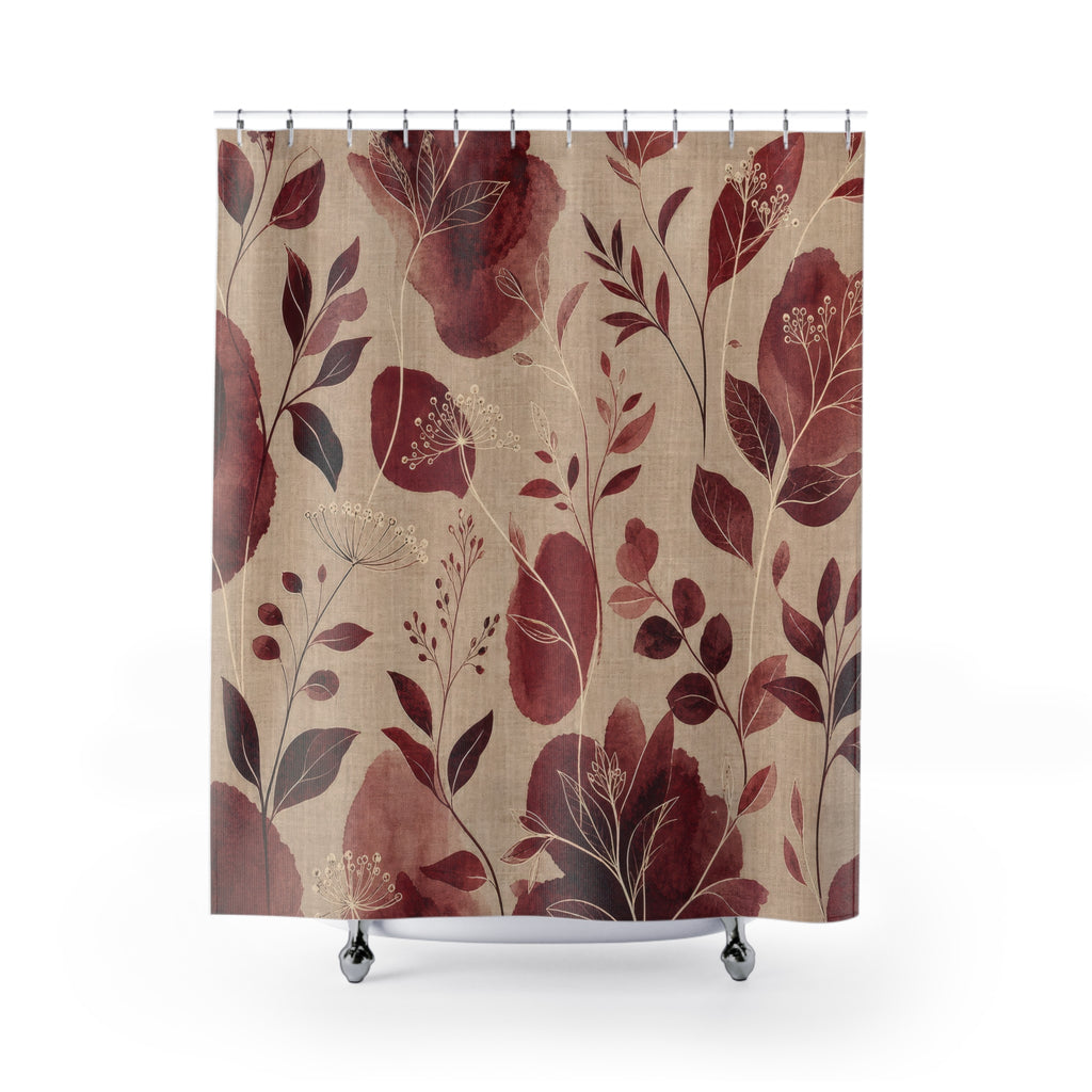 Burgundy Botanical Shower Curtain