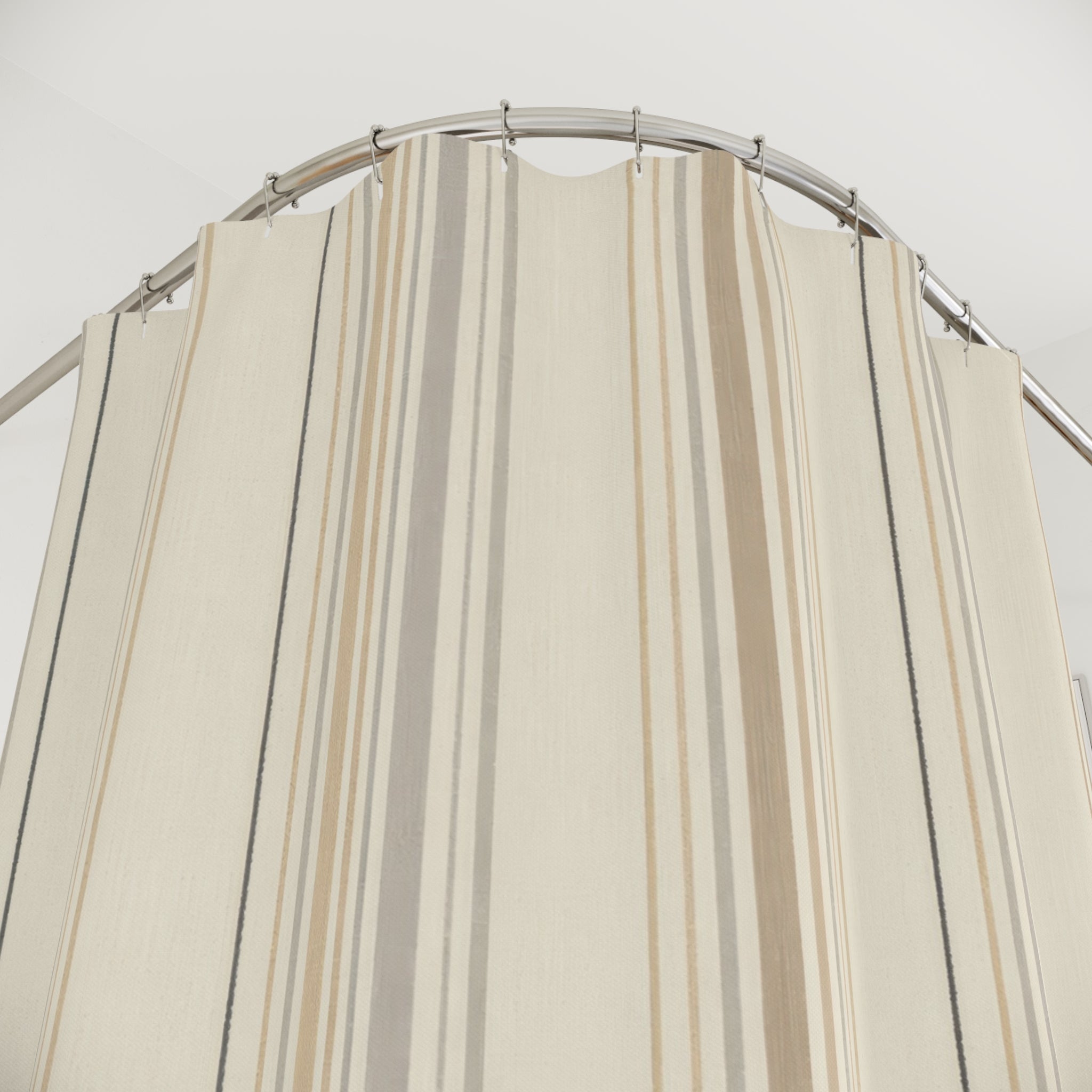 Warm Beige Pinstripe Shower Curtain, Beige Cream Classic Bathroom Decor, Neutral Stripe Bath Curtain, Guest Bathroom Decor, Small Bath Decor