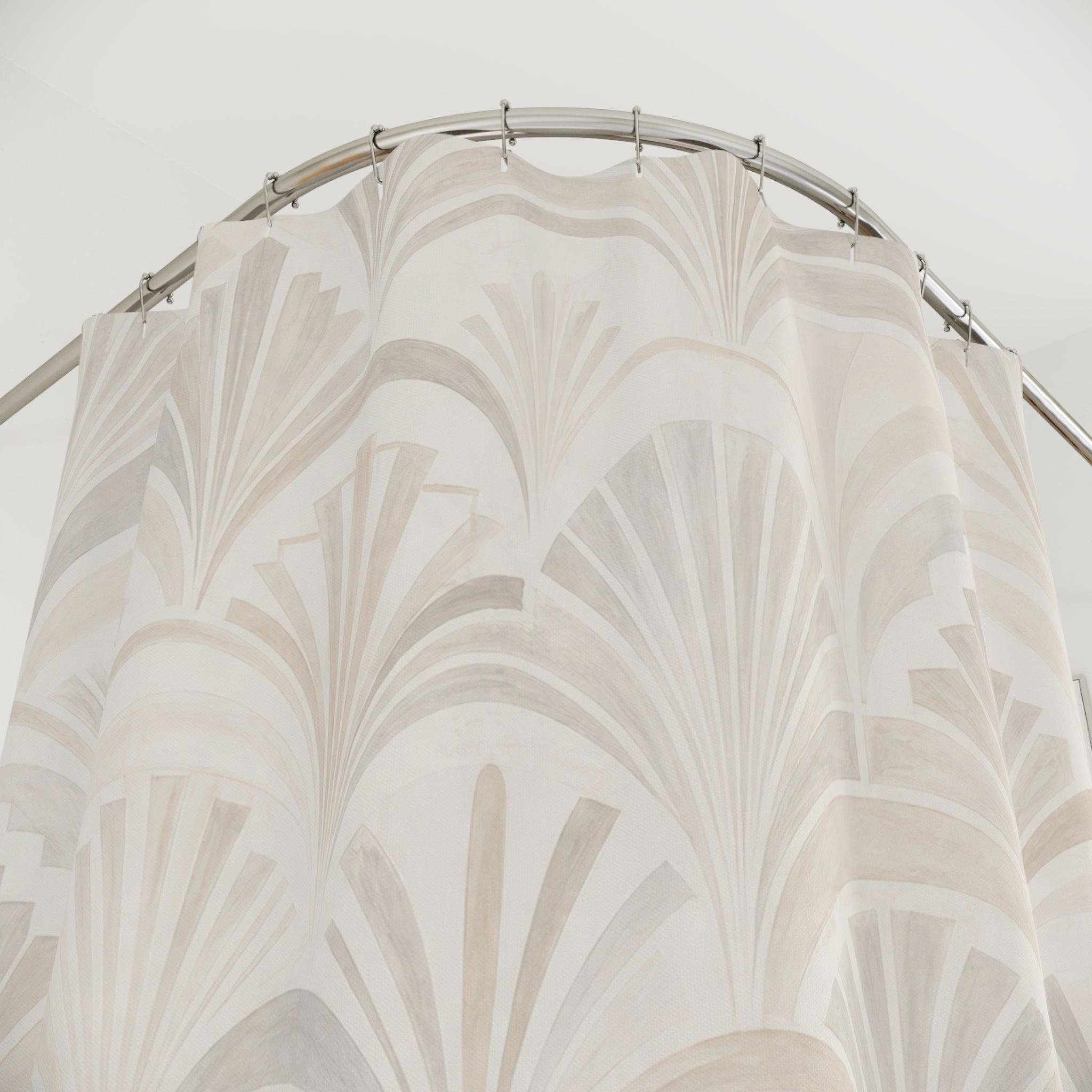 Off White Beige Fan Scallop Shower Curtain