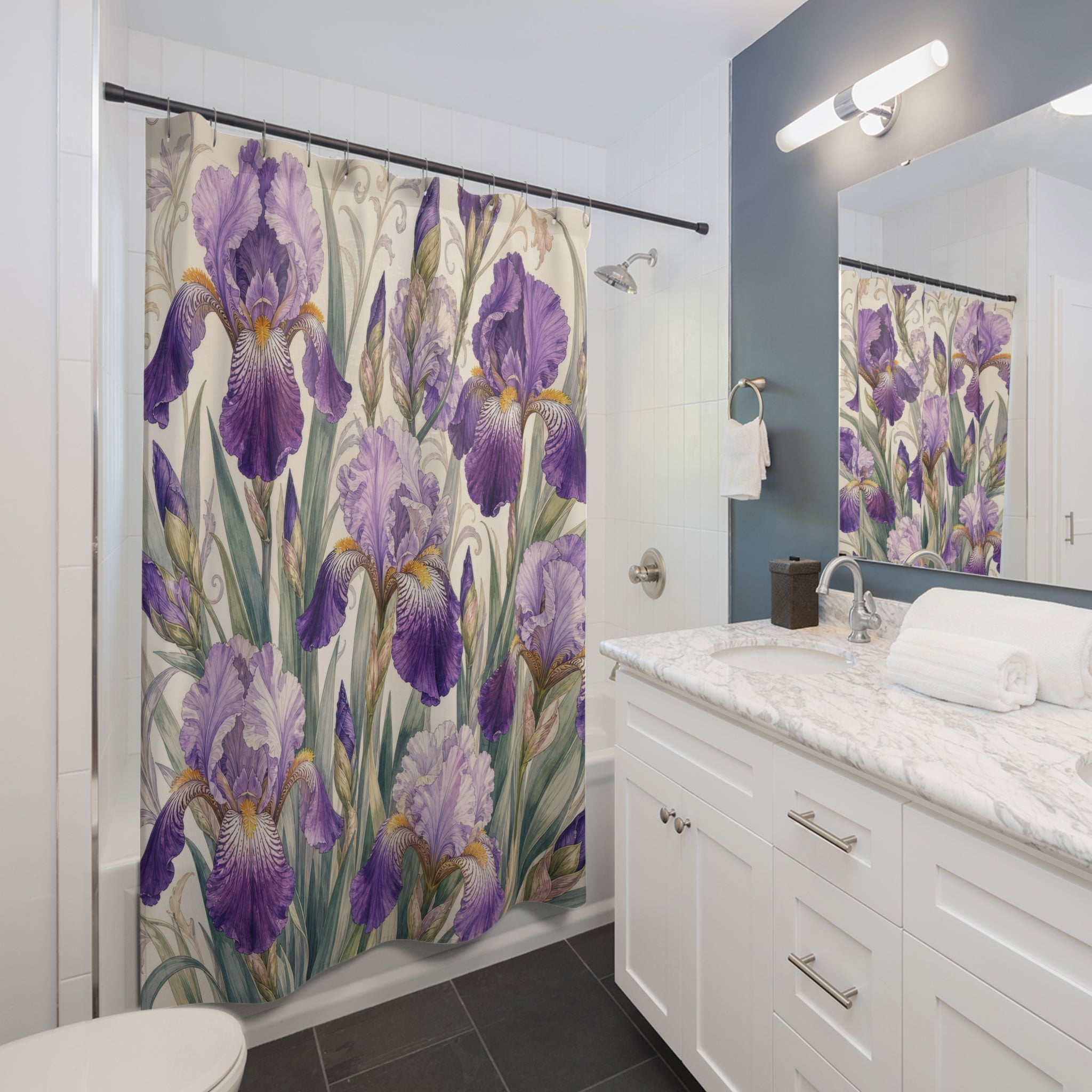 Purple Floral Botanical Shower Curtain