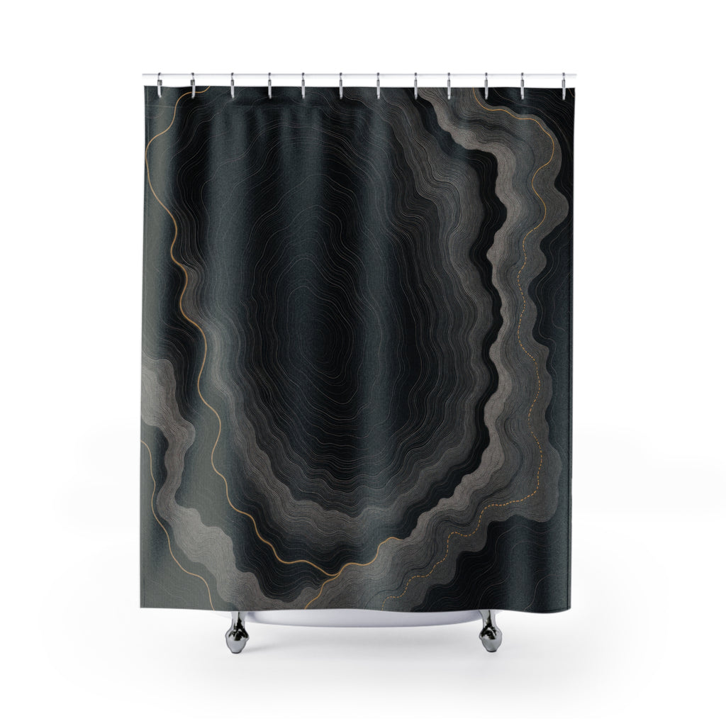 Black & Grey Topographic Shower Curtain