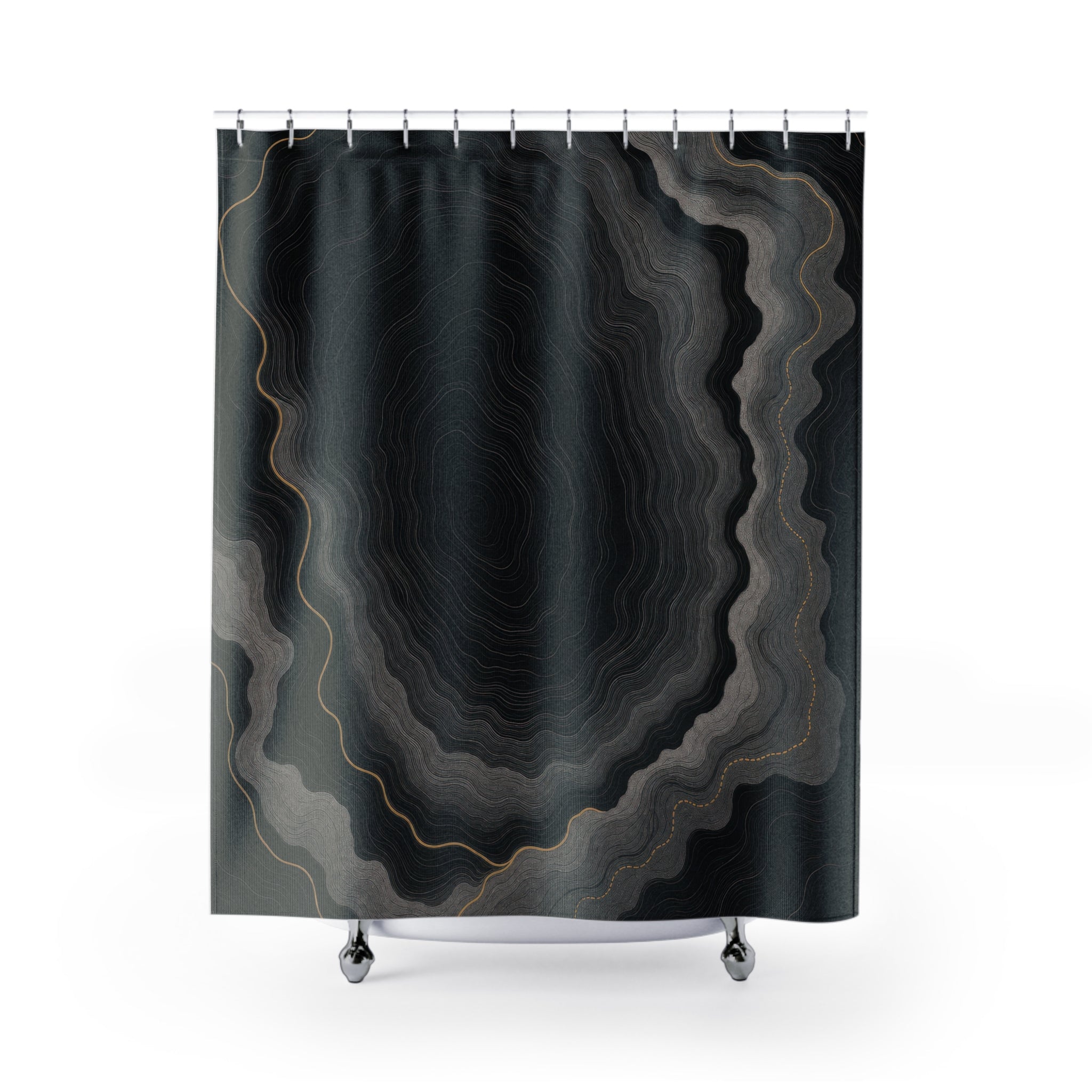 Black & Grey Topographic Shower Curtain