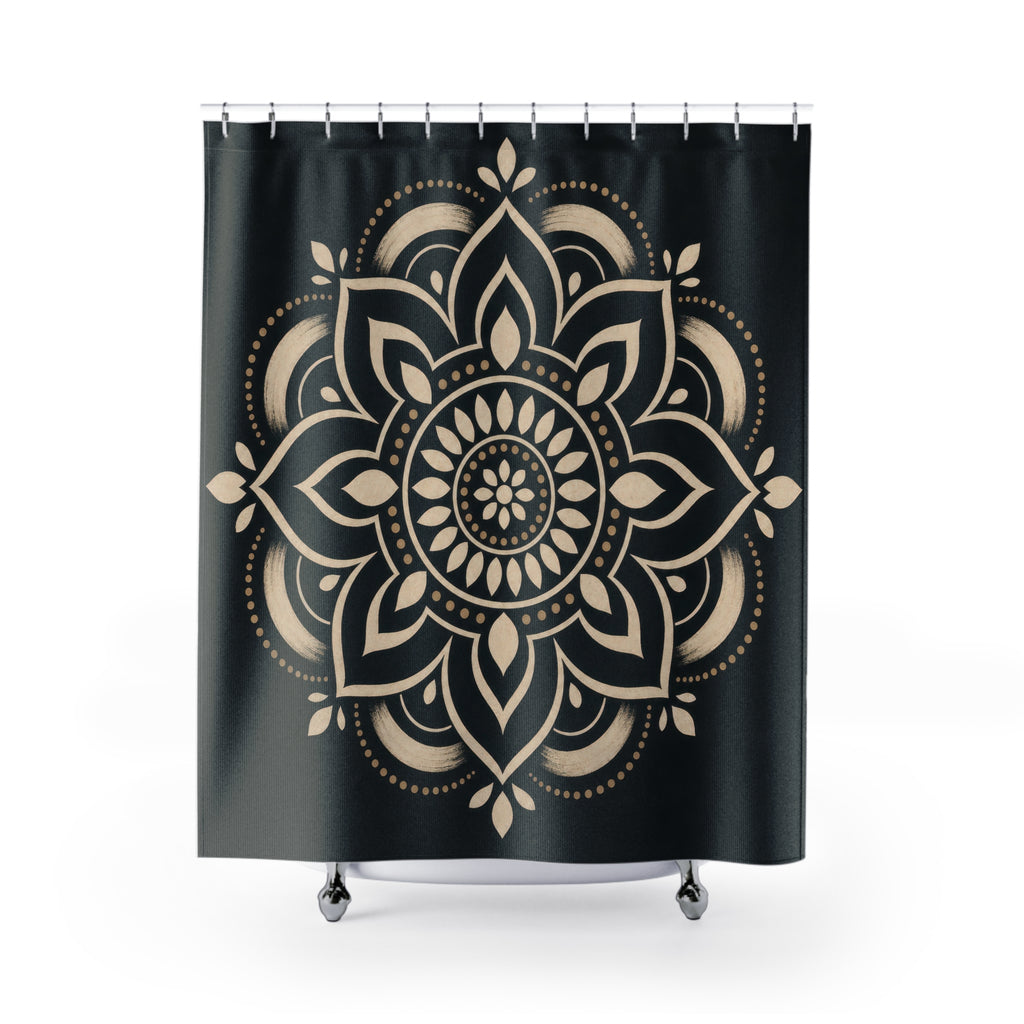 Gold Cream Medallion Shower Curtain