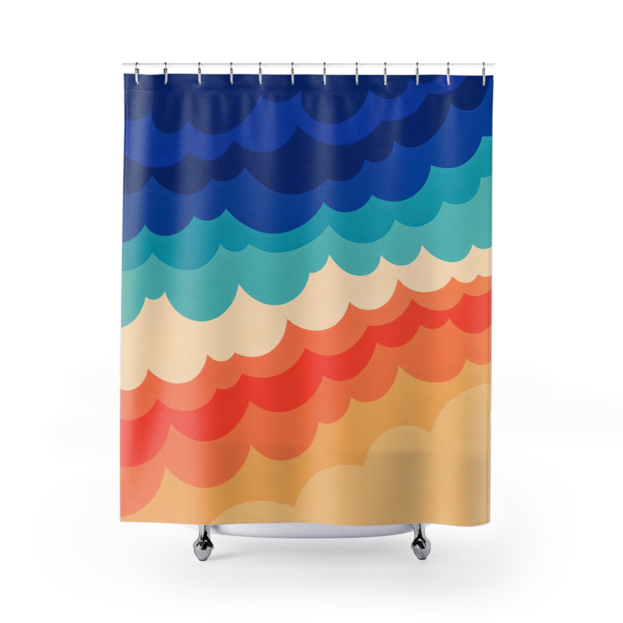 Retro Scallop Wave Beach Shower Curtain