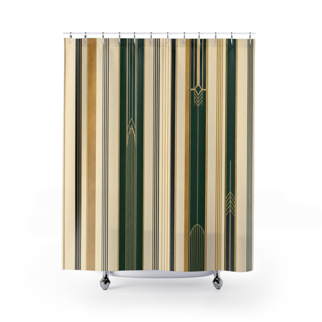 Black Gold Art Deco Column Shower Curtain