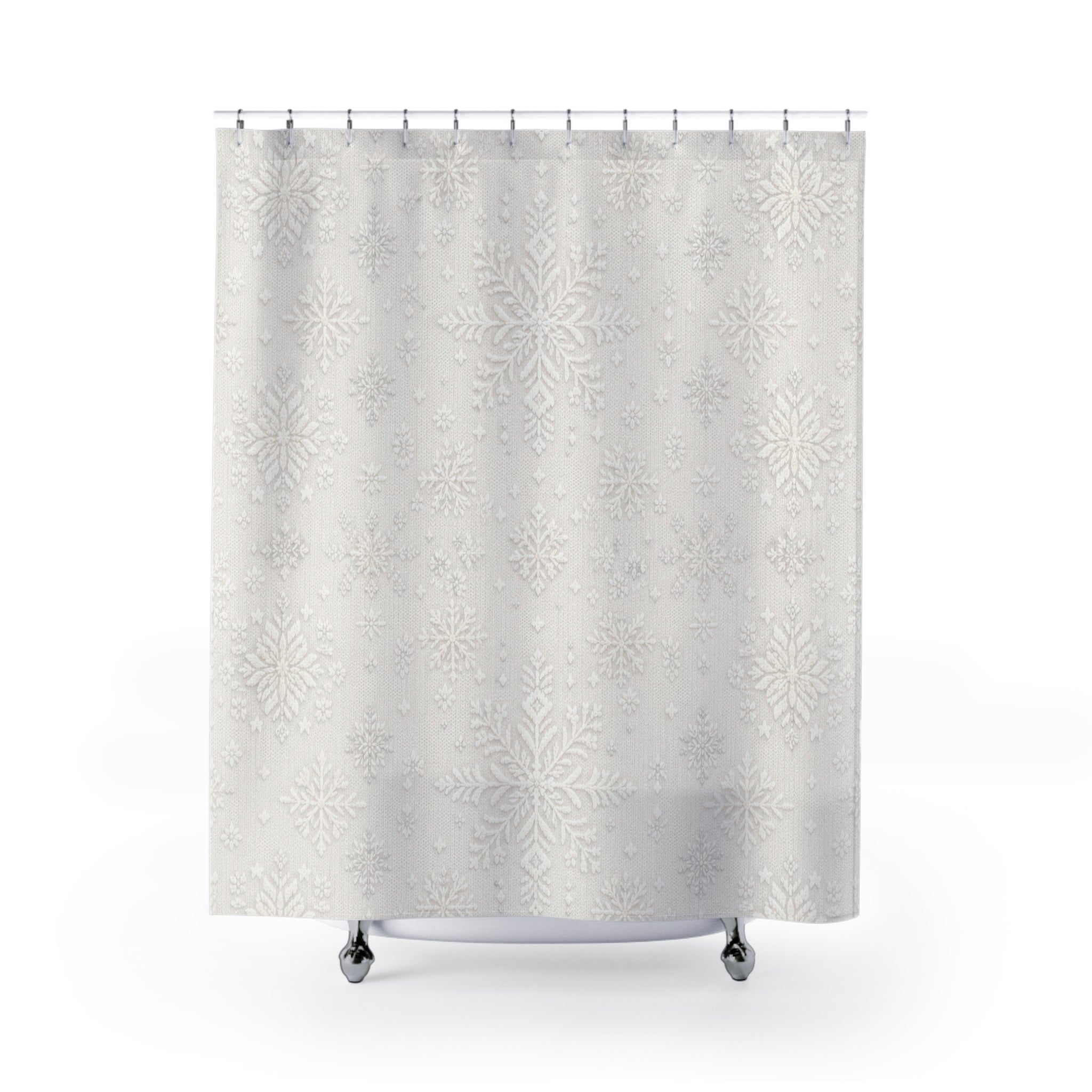 White Nordic Snowflake Shower Curtain