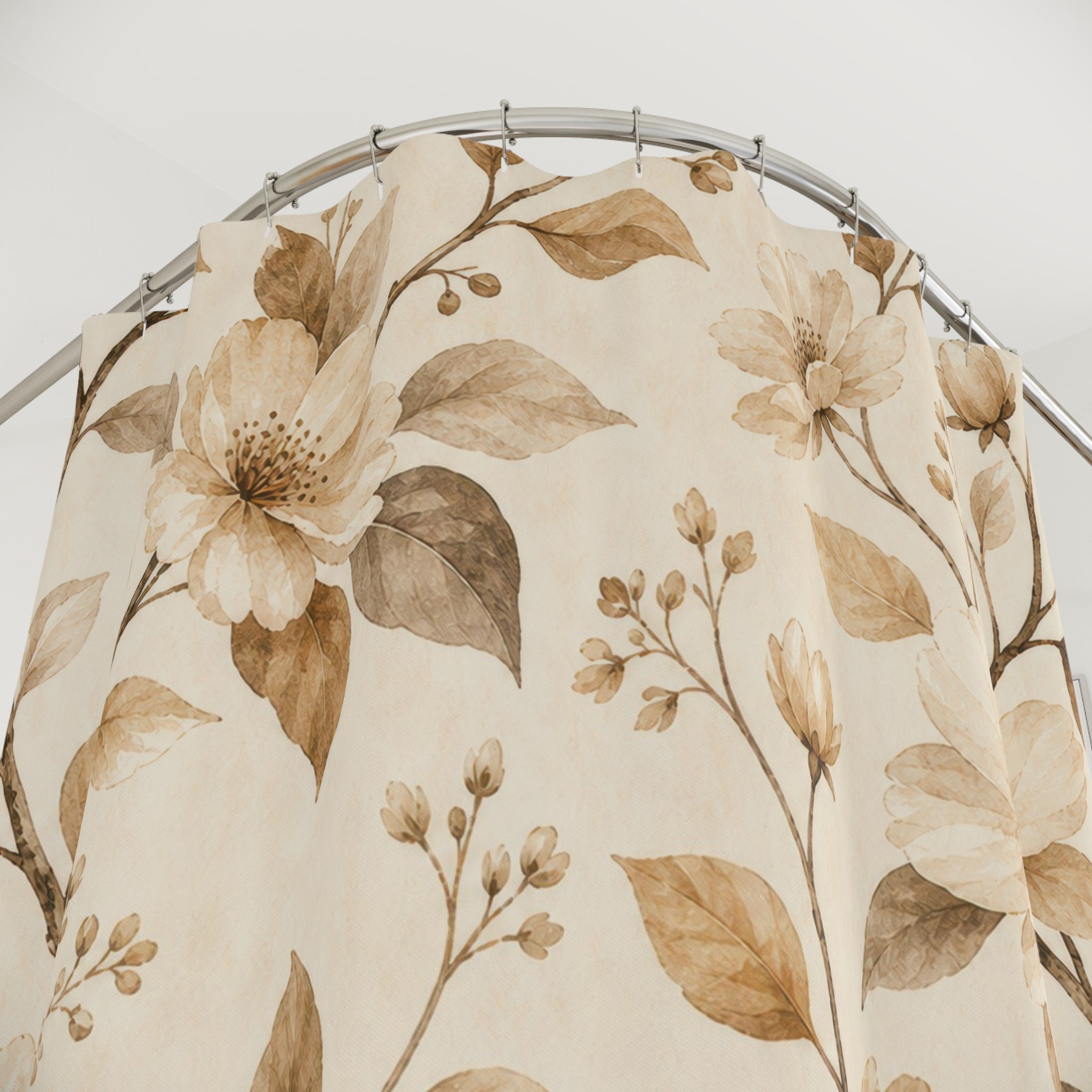 Taupe Botanical Vine Shower Curtain