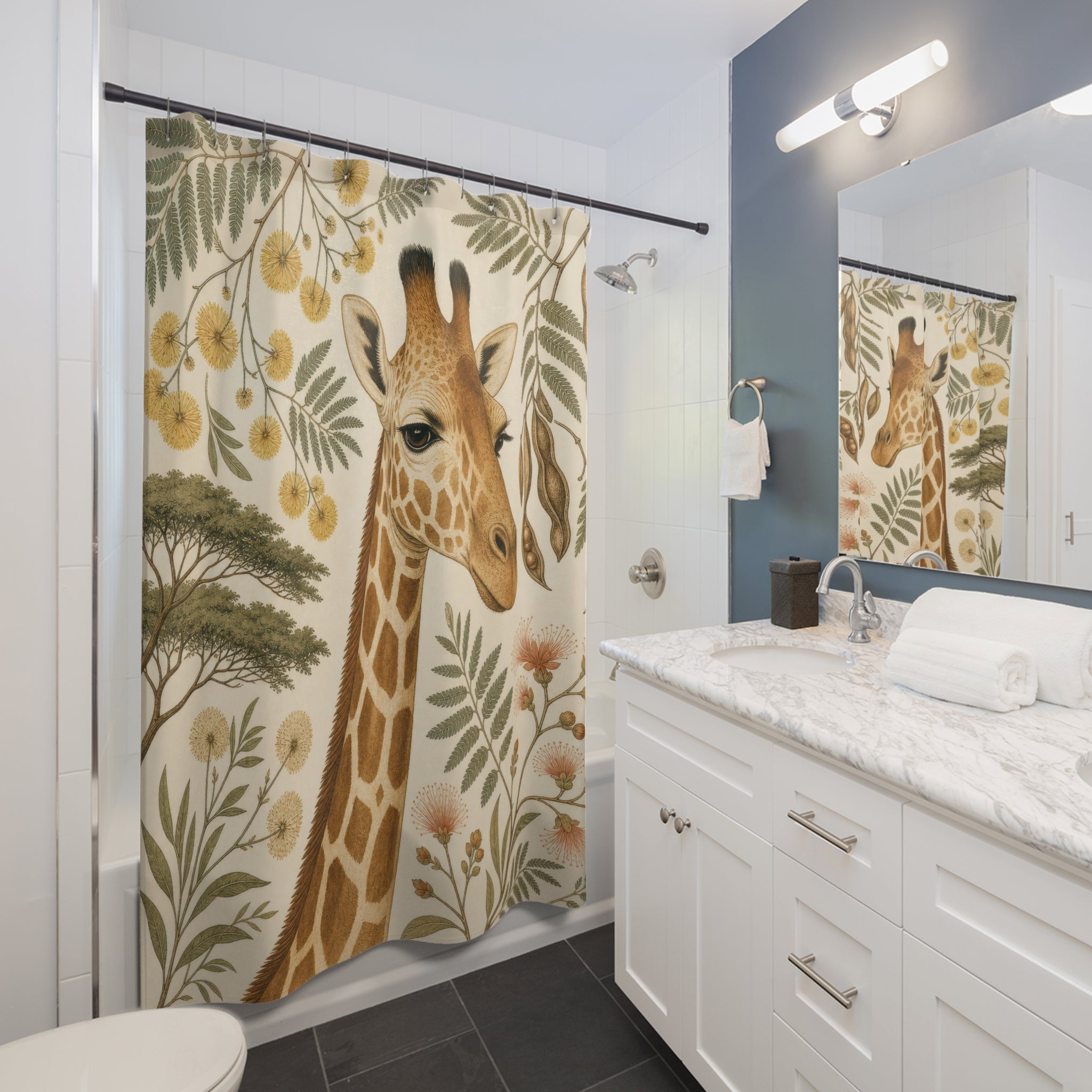 Botanical Safari Animal Portrait Shower Curtain
