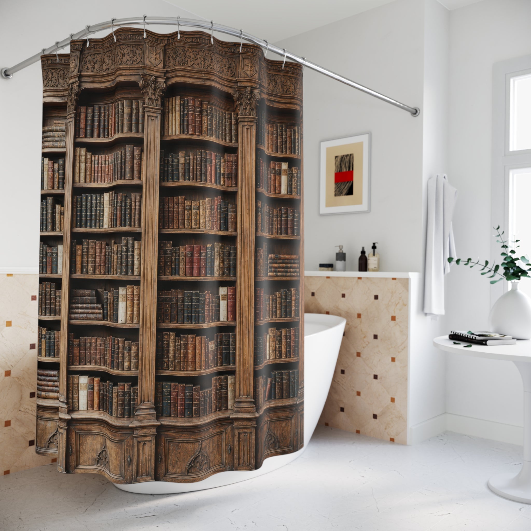 Vintage Library Shower Curtain