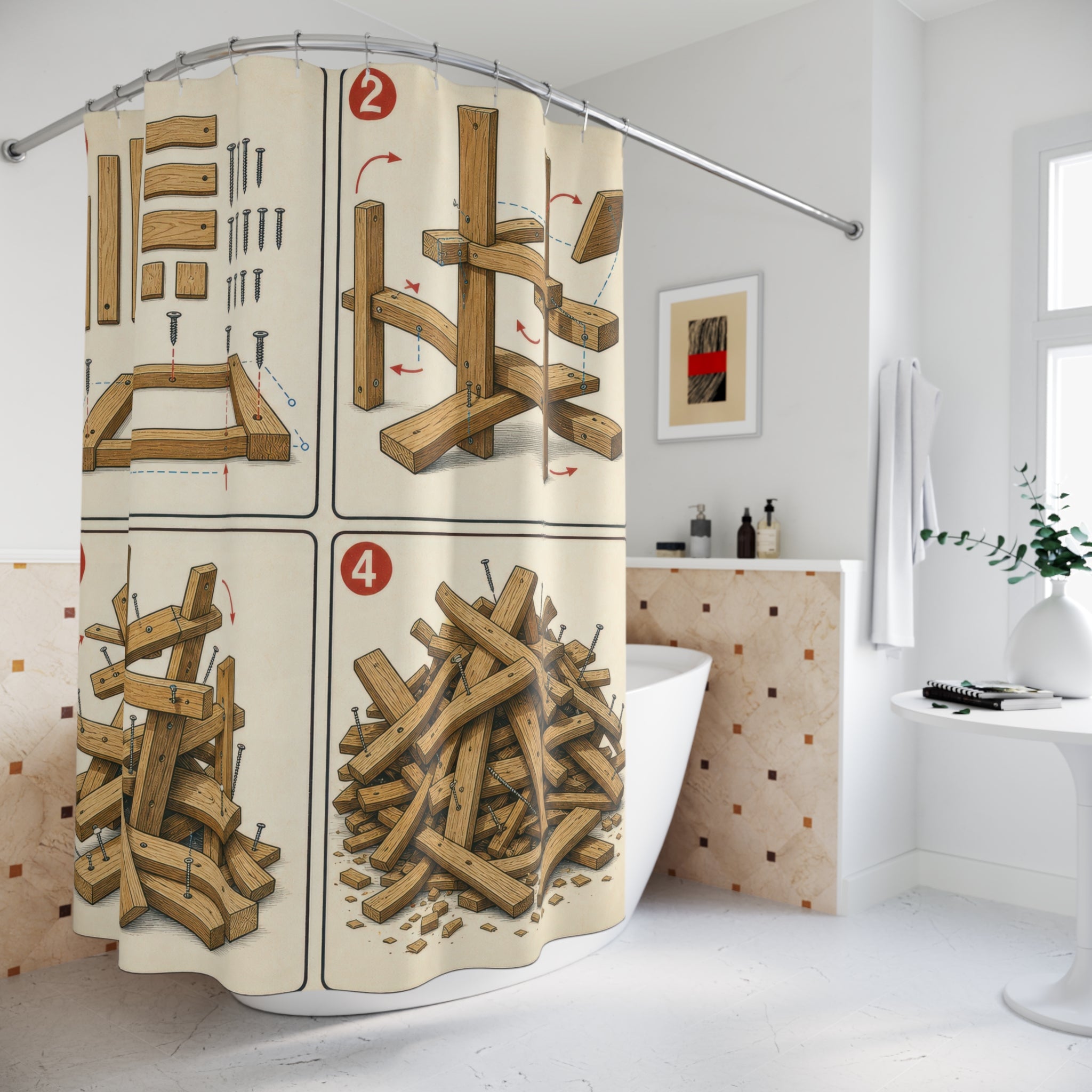 Woodworking Instruction Diagram Unique Funny Shower Curtain