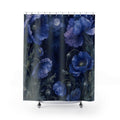 Sapphire Poppy Canopy Navy Blue Shower Curtain