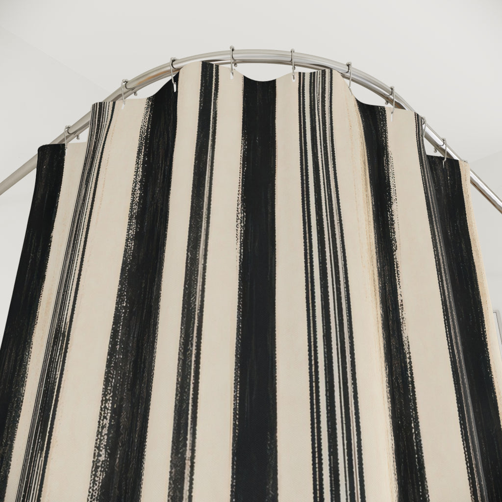 Beige Ivory Vertical Pinstripe Shower Curtain