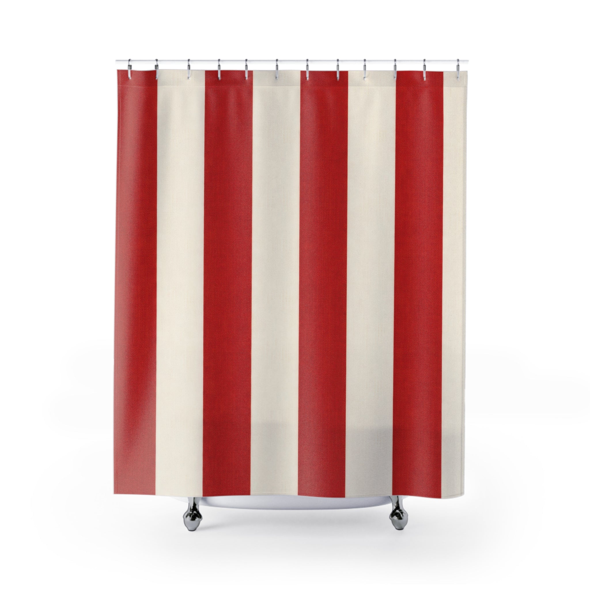 Red & White Cabana Stripe Shower Curtain – Vertical