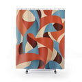 Terracotta and Blue Ribbon Shower Curtain