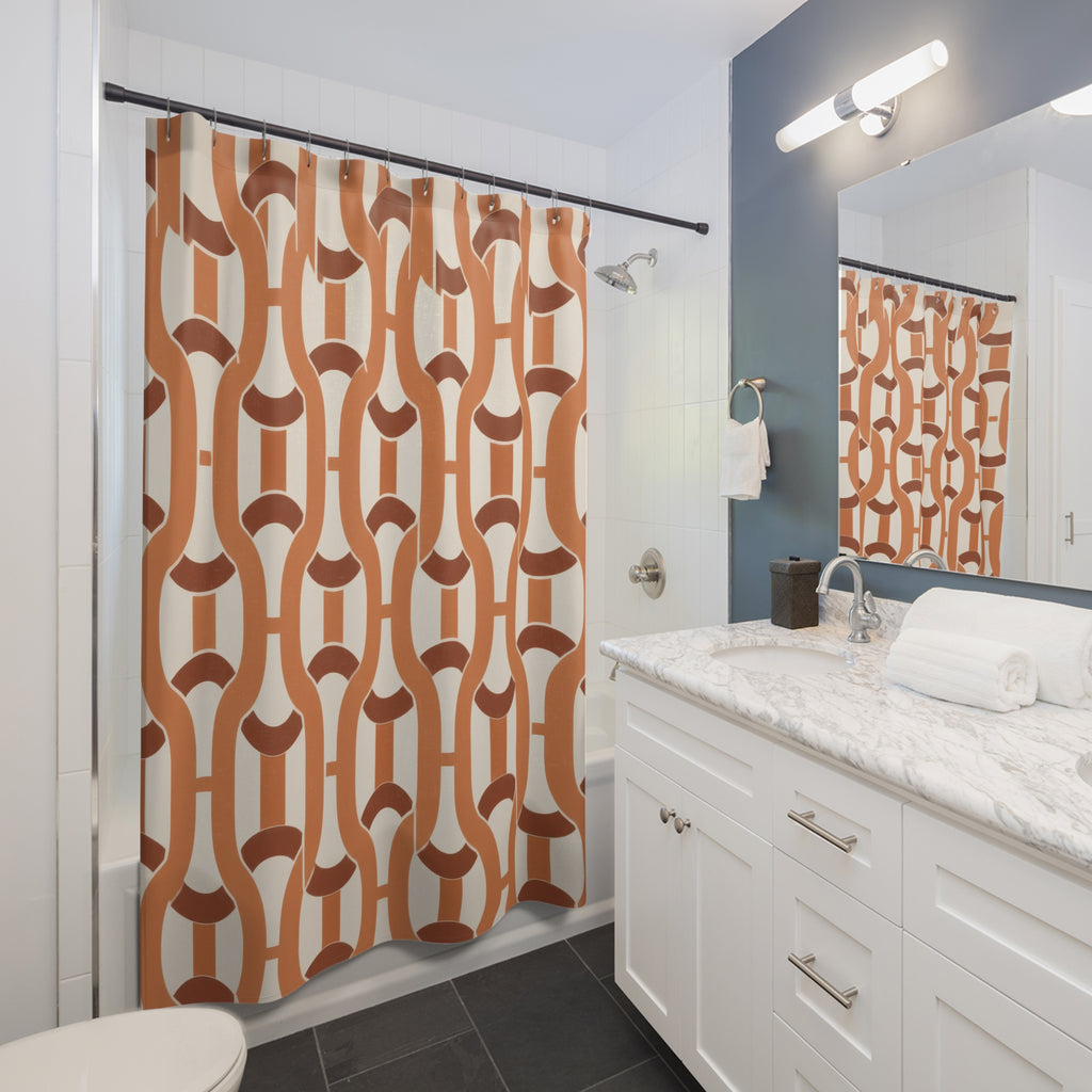 Terracotta Chain Link Lattice Shower Curtain