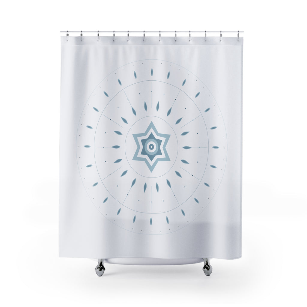 Ice Blue Mandala Shower Curtain – Snowflake Crystal