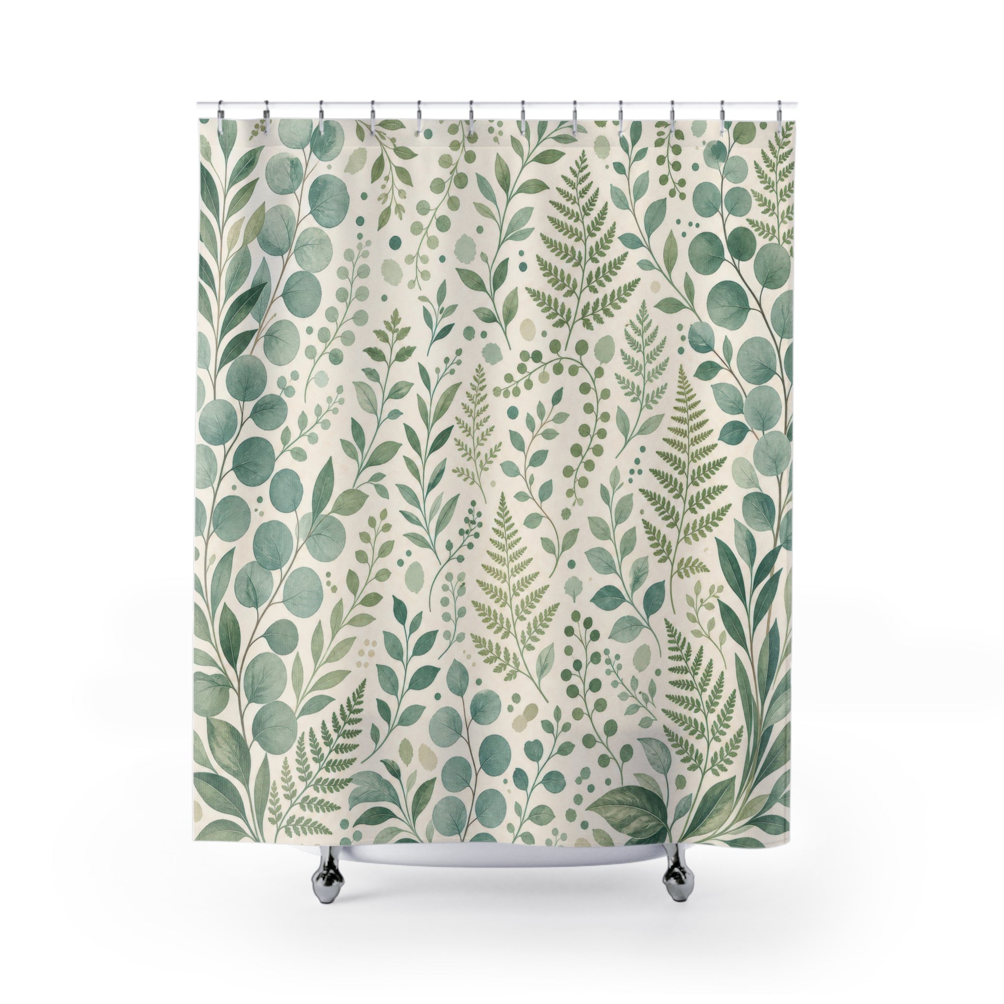 Green Leaf Botanical Shower Curtain