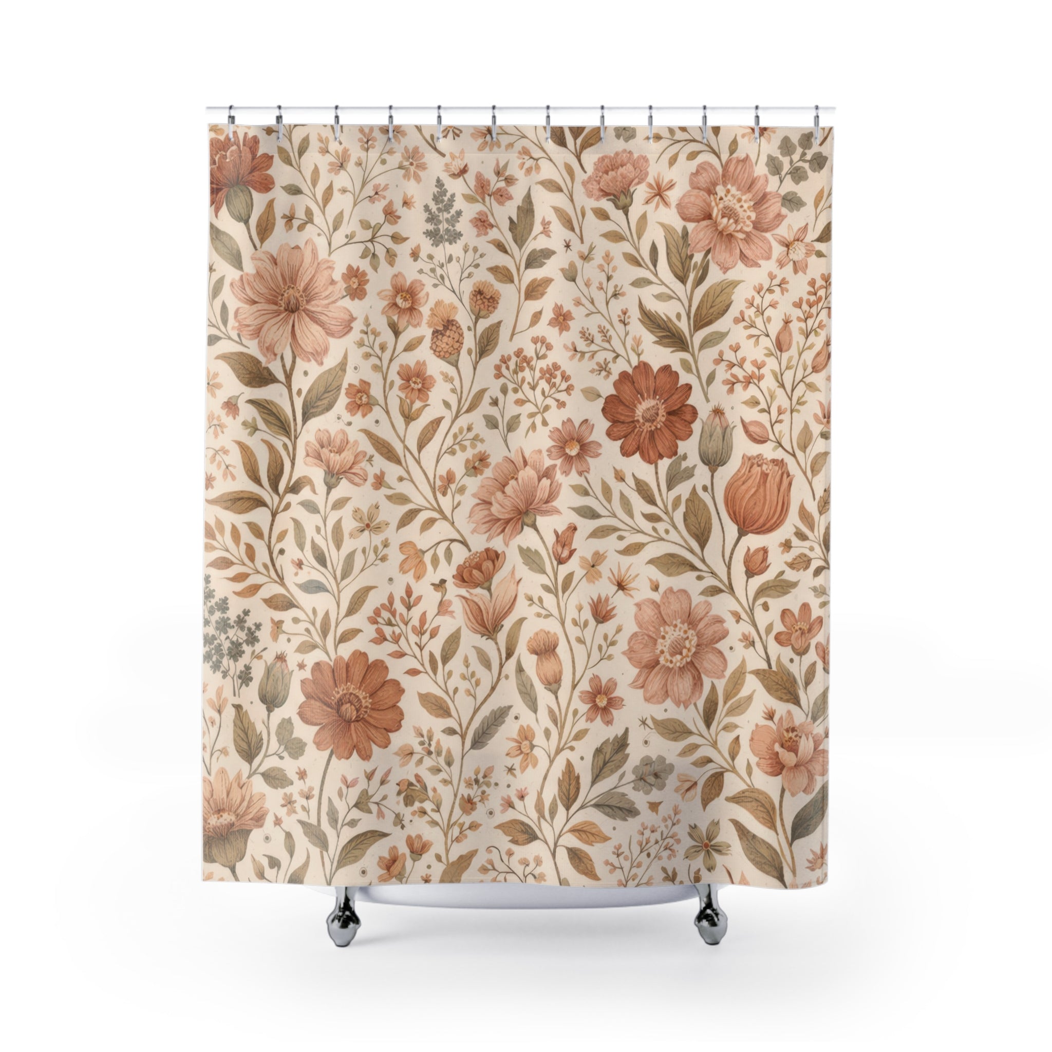 Boho Floral Shower Curtain – Cottagecore Wildflower