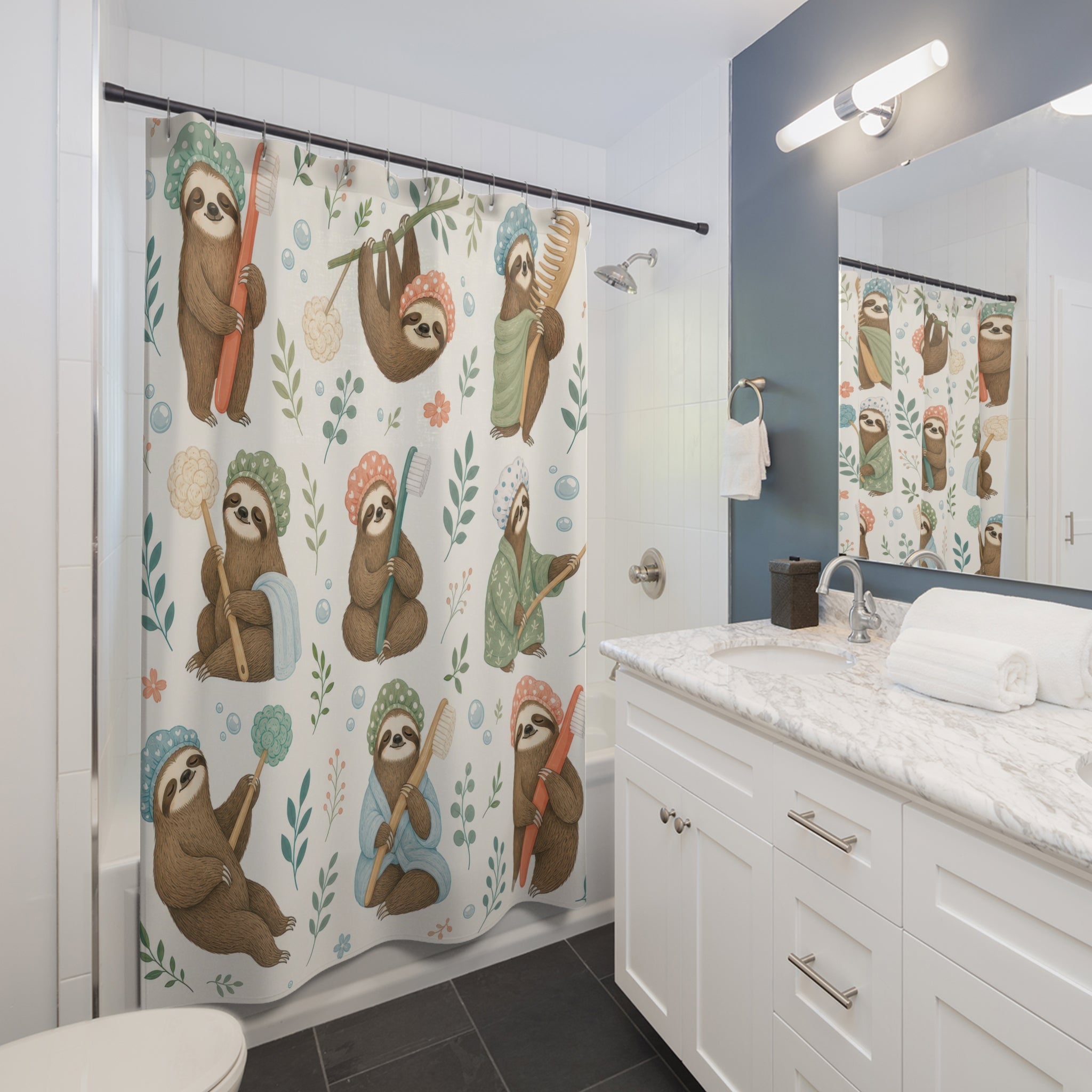 Sloth Brush Shower Curtain