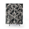Black White Impossible Waterfall Print Shower Curtain
